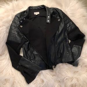 Black faux leather moto jacket